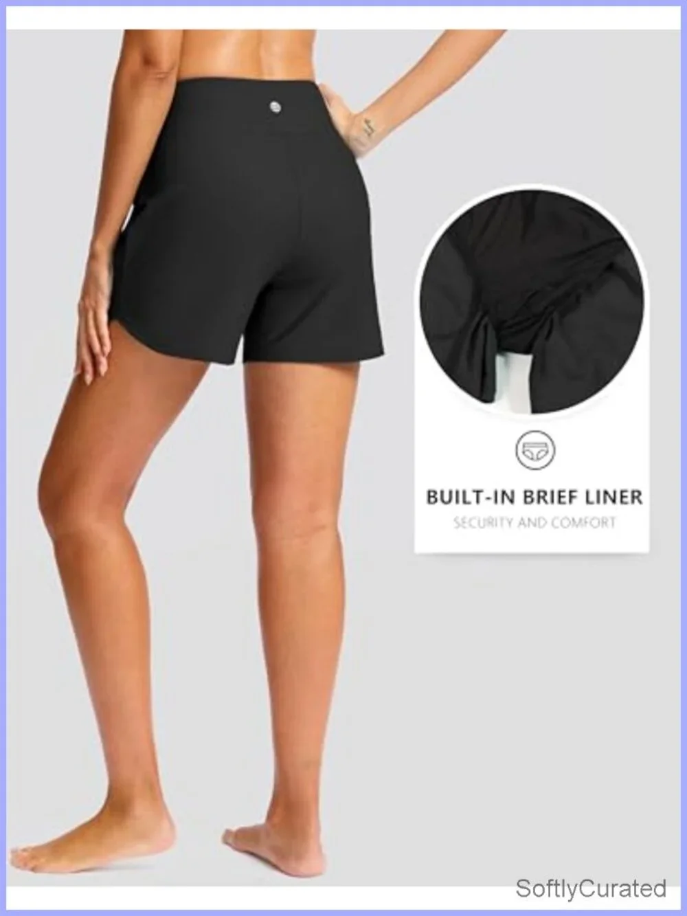 High Waisted Swim Board Shorts with Liner and Pockets Quick Dry UPF 50+